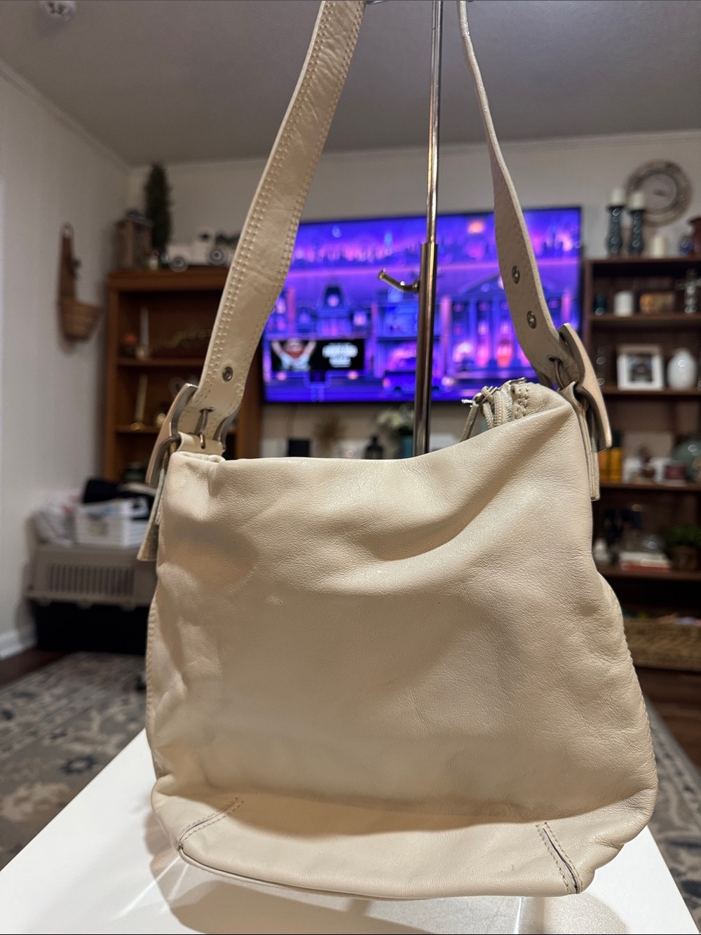 Cream Wilson Leather Y2K Shoulder Bag - Stylish Everyday Tote